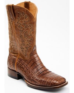 Cody James Men's Nuez Exotic Caiman Skin Western Boots - Broad Square Toe | Tan | Free Delivery