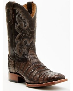 Cody James Men's Exotic Caiman Tail Skin Western Boots - Broad Square Toe | Dark Brown | Free Delivery