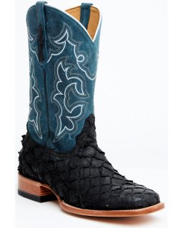 Cody James Men's Pirarucu Soul Western Exotic Boot - Broad Square Toe | Blue | Free Delivery