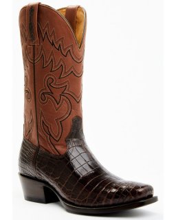 Cody James Men's Exotic Alligator Western Boots - Square Toe | Chocolate | Free Delivery