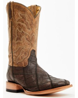 Cody James Men's Exotic Caiman Western Boots - Broad Square Toe | Brown | Free Delivery