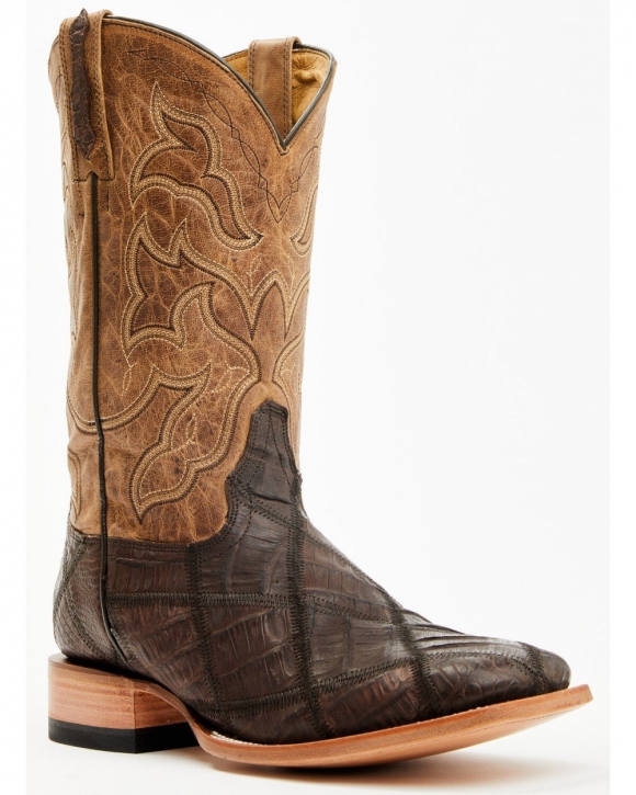 Cody James Men's Exotic Caiman Western Boots - Broad Square Toe | Brown | Free Delivery