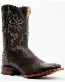Cody James Men's Exotic Ostrich Western Boots - Broad Square Toe | Chocolate | Free Delivery