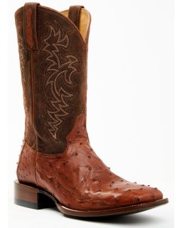 Cody James Men's Brandy Genuine Ostrich Exotic Western Boots - Broad Square Toe | Red | Free Delivery