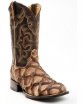 Cody James Men's Exotic Pirarucu Western Boots - Broad Square Toe | Chocolate | Free Delivery