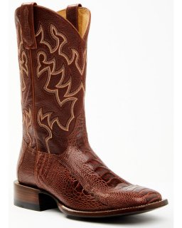 Cody James Men's Brandy Ostrich Leg Exotic Western Boots - Broad Square Toe | Red | Free Delivery