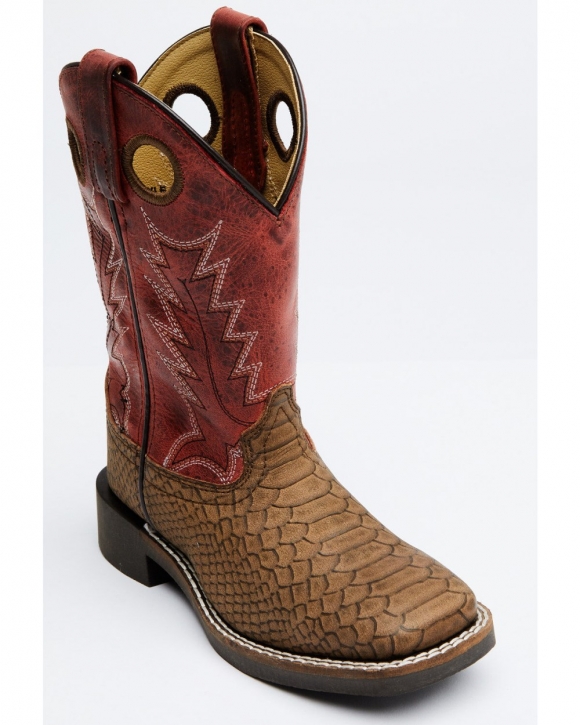 Cody James Boys' Reptile Print Western Boots - Broad Square Toe | Red/brown | Free Delivery