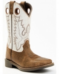Cody James Boys' Luke Western Boots - Broad Square Toe | Brown | Free Delivery