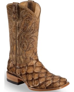 Cody James Men's Pirarucu Exotic Boots - Broad Square Toe | Brown | Free Delivery