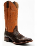 Cody James Men's Melbourne Cognac Leather Western Boots - Broad Square Toe | Orange | Free Delivery