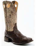 Cody James Men's Exotic Full Quill Ostrich Western Boots - Broad Square Toe | Brown | Free Delivery