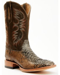 Cody James Men's Python Exotic Western Boots - Broad Square Toe | Brown | Free Delivery