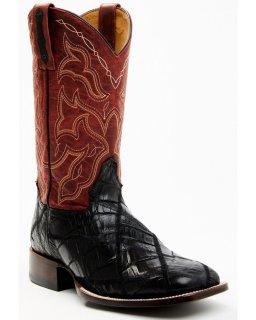 Cody James Men's Exotic Caiman Western Boots - Broad Square Toe | Red | Free Delivery