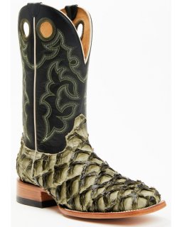 Cody James Men's Malaga Exotic Pirarucu Western Boots - Broad Square Toe | Olive | Free Delivery