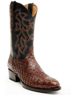 Cody James Men's Exotic Pirarucu Western Boots - Round Toe | Dark Brown | Free Delivery