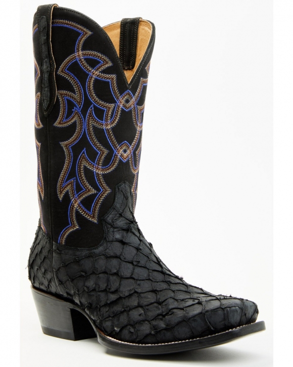 Cody James Men's Exotic Pirarucu Western Boots - Square Toe | Black | Free Delivery