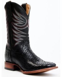 Cody James Men's Matte Python Exotic Western Boots - Broad Square Toe | Black | Free Delivery