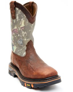 Cody James Men's Camo Decimator Western Work Boots - Soft Toe | Brown | Free Delivery
