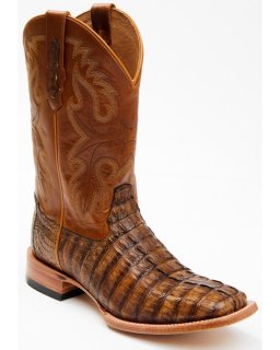 Cody James Men's Exotic Caiman Tail Skin Western Boots - Broad Square Toe | Brown | Free Delivery