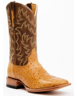 Cody James Men's Full-Quill Ostrich Exotic Western Boots - Broad Square Toe | Brown | Free Delivery