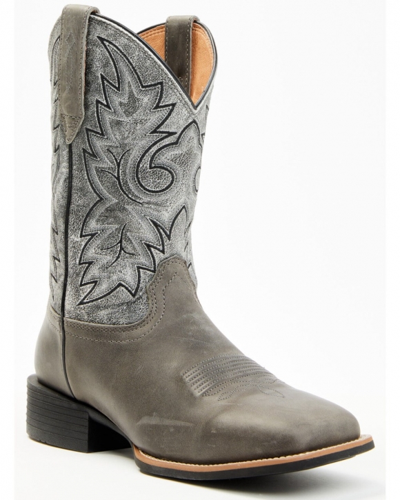 Cody James Men's Badge Xero Gravity Western Boots - Broad Square Toe | Grey | Free Delivery