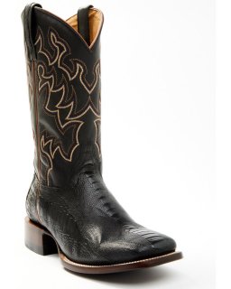 Cody James Men's Exotic Ostrich Leg Western Boots - Broad Square Toe | Black | Free Delivery