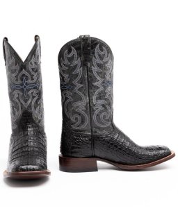Cody James Men's Caiman Embroidered Exotic Boots - Broad Square Toe | Black | Free Delivery