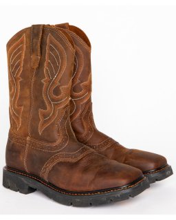 Cody James Men's Broad Square Toe Western Work Boots | Brown | Free Delivery