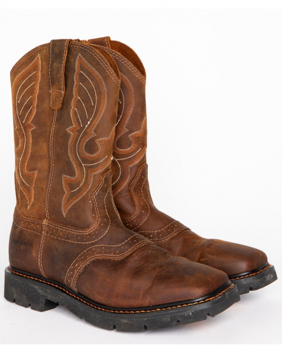 Cody James Men's Broad Square Toe Western Work Boots | Brown | Free Delivery