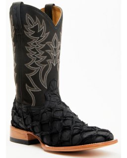 Cody James Men's Exotic Pirarucu Western Boots - Broad Square Toe | Black | Free Delivery