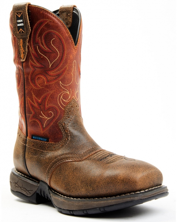 Cody James Men's Nano Lite Waterproof Western Work Boots - Composite Toe | Orange | Free Delivery