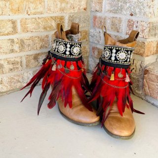 Women's Feather Boot Cuffs Bohemian Boot Covers Gypsy Boot Wrap Ankle | Save More