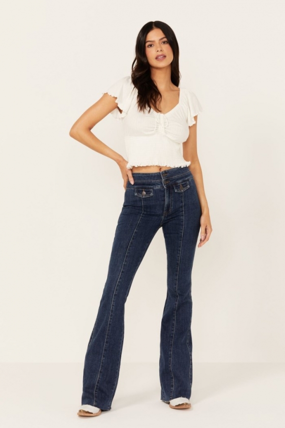 Promotion Idyllwind Women's La Vista Dark Wash Legend High Rise Bootcut Comfort Stretch Denim Jeans | Medium Wash