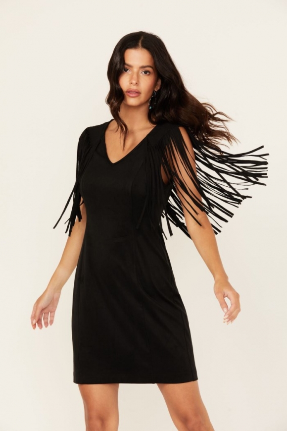 Promotion Idyllwind Women's Lady Bird Faux Suede Mini Dress | Black Promotion Idyllwind Women's Lady Bird Faux Suede Mini Dress | Black