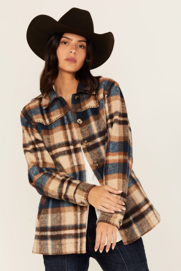 Promotion Idyllwind Women's Dowlan Plaid Print Shacket | Indigo