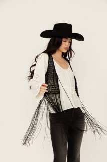 Promotion Idyllwind Women's Hawls Crochet Fringe Vest | Black Promotion Idyllwind Women's Hawls Crochet Fringe Vest | Black
