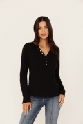 Promotion Idyllwind Women's Pearl Knit Henley Shirt | Black