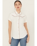 Promotion Idyllwind Women's Ivory Featherlight Short Sleeve Snap Stretch Western Shirt | Ivory