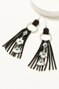 Promotion Idyllwind Women's Garland Thunderbird Leather Fringe Earrings | Black