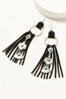 Promotion Idyllwind Women's Garland Thunderbird Leather Fringe Earrings | Black