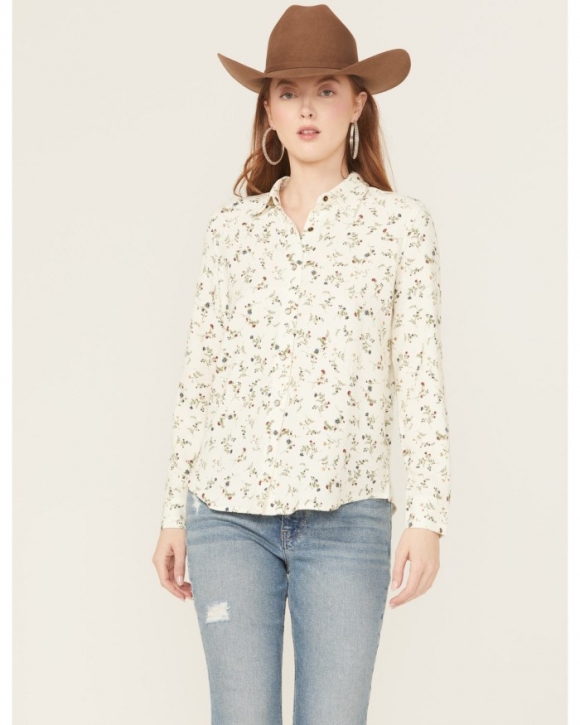 Promotion Idyllwind Women's Snowden Floral Print Long Sleeve Featherlight Western Shirt | Cream