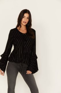Promotion Idyllwind Women's Lafayette Metallic Stripe Top | Black