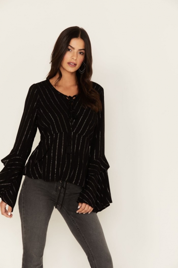 Promotion Idyllwind Women's Lafayette Metallic Stripe Top | Black