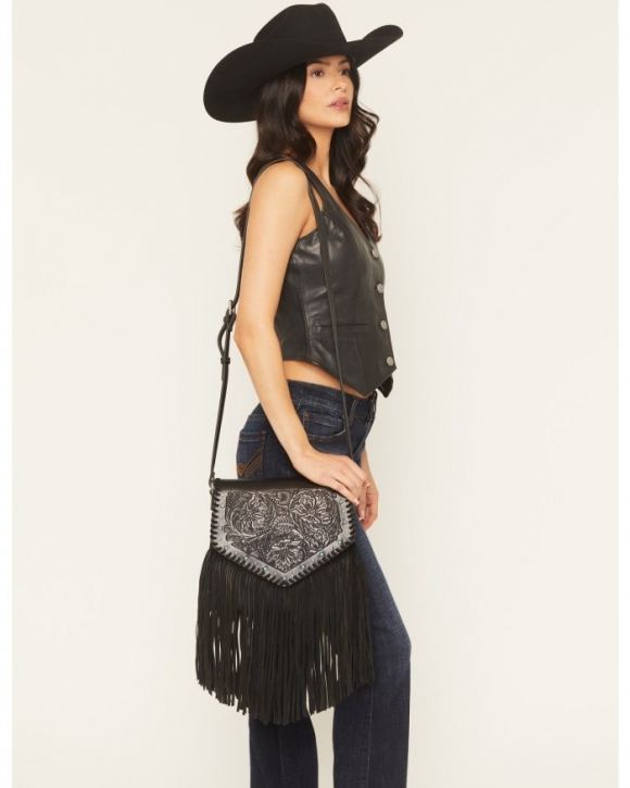 Promotion Idyllwind Women's Granada Tooled Fringe Crossbody Bag | Black