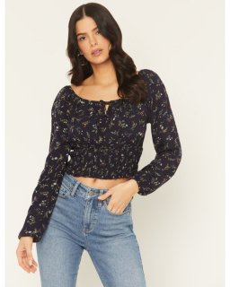 Promotion Idyllwind Women's Turner Ditsy Floral Print Long Sleeve Top | Indigo