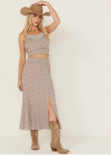 Promotion Idyllwind Women's Richardson Floral Print Button Front Midi Skirt | Light Blue