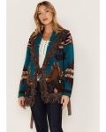 Promotion Idyllwind Women's River Run Southwestern Print Belted Cardigan Sweater | Blue