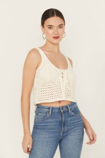 Promotion Idyllwind Women's Rockwall Open Weave Cropped Sweater Tank | Ivory