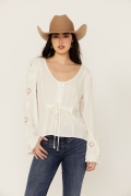 Promotion Idyllwind Women's Sharondale Button-Down Embroidered Bell Sleeve Top | Ivory Promotion Idyllwind Women's Sharondale Button-Down Embroidered Bell Sleeve Top | Ivory