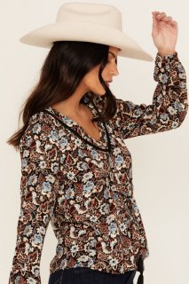 Promotion Idyllwind Women's Romance Floral Print Long Sleeve Top | Black